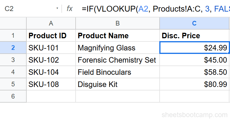 Complex formula with repeated VLOOKUP in cell B2