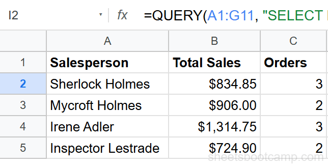 QUERY GROUP BY with LABEL showing clean headers
