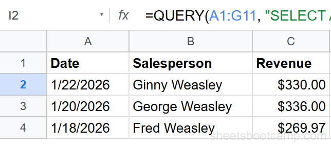 QUERY ORDER BY date descending with LIMIT 3