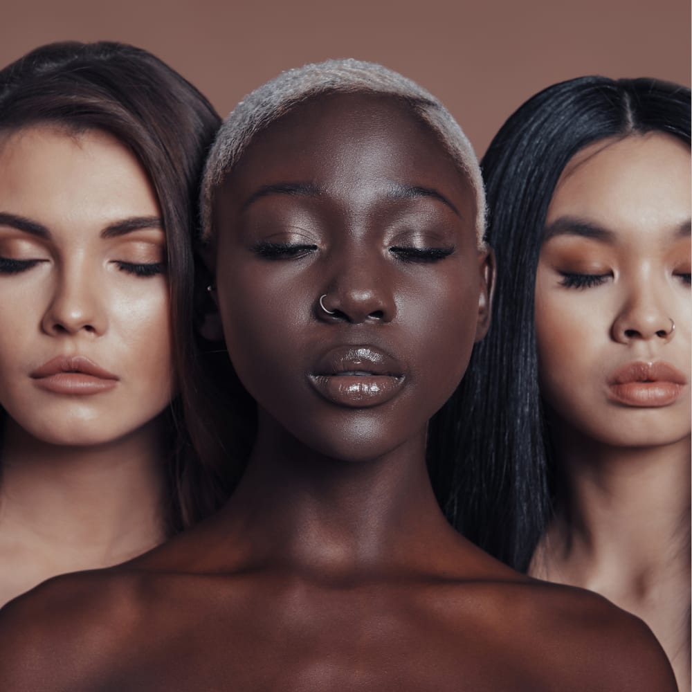 Women With Eyes Closed Facing Foward