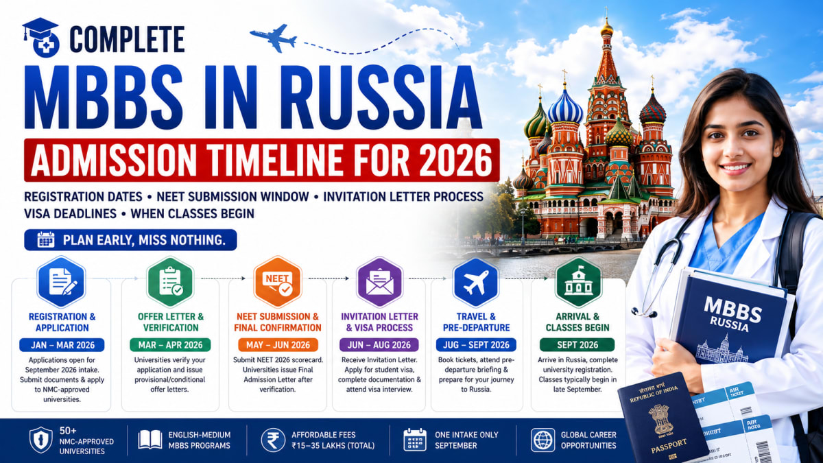 MBBS in Russia Admission Timeline 2026 — Key Dates, Deadlines & Step-by-Step Process