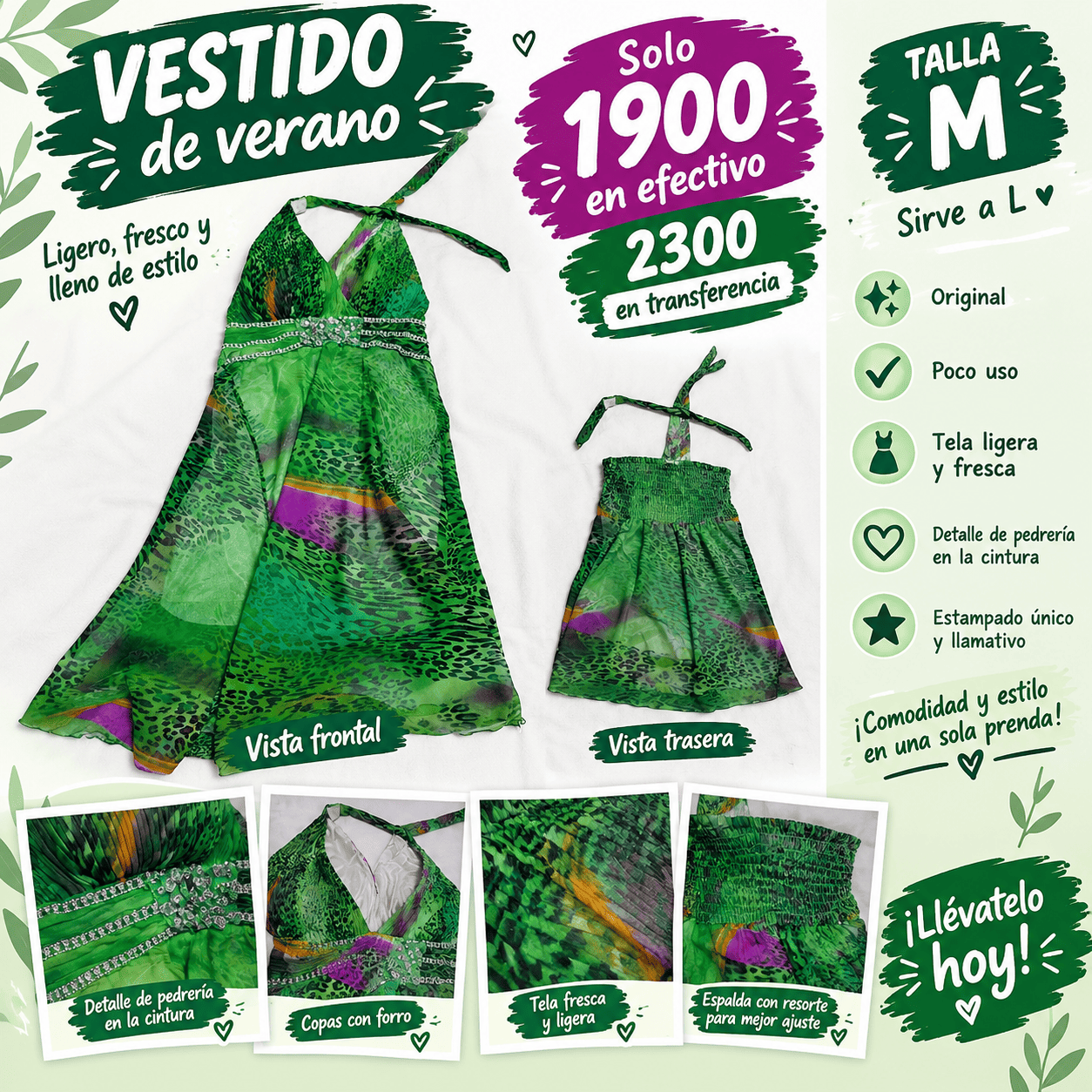 Vestido verde estampado