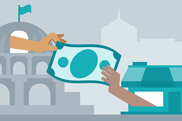Sector privado entregando dinero al sector público