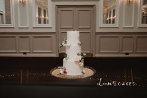 Wedding cake: On a table