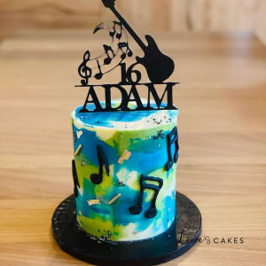 Celebration cake: A music theme on it