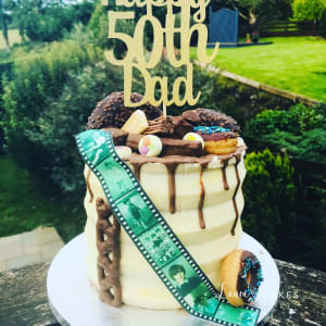 Celebration cake: A camera and a cake topper