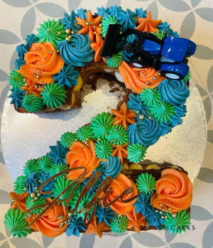 Celebration cake: A number 2 on it