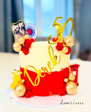 Celebration cake: A cat on top of it