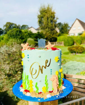 Celebration cake: A number one on top