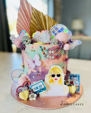 Celebration cake: A pink and purple theme