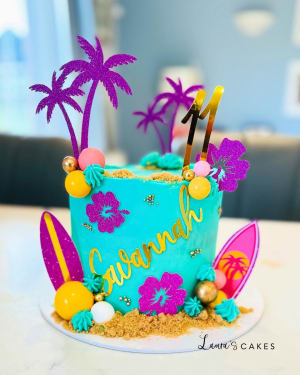 Celebration cake: A beach theme on it