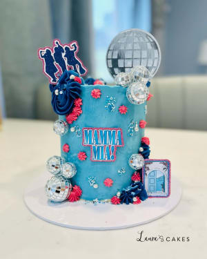 Celebration cake: A blue and pink theme