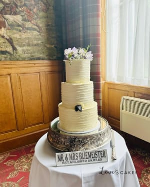 Wedding cake: On a table