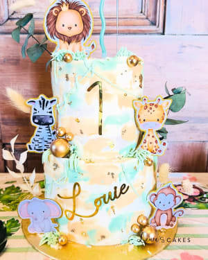 Celebration cake: A jungle theme and a jungle theme