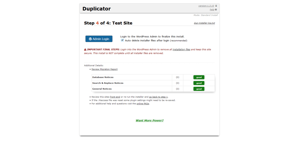 Duplicator Packages step9