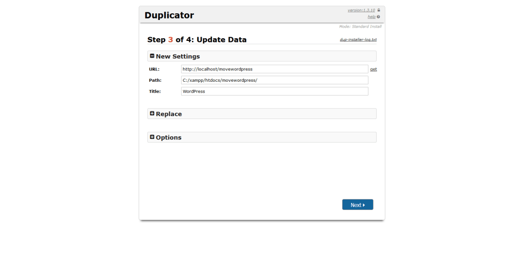 Duplicator Packages step8