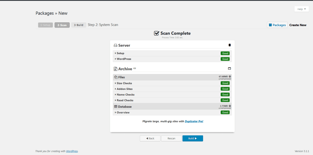 Duplicator Packages step3