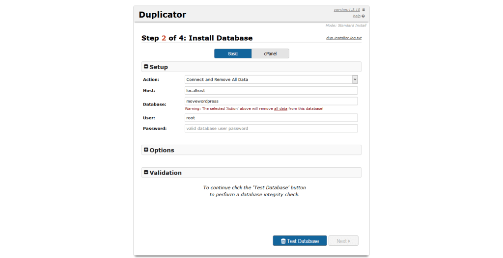 Duplicator Packages step6