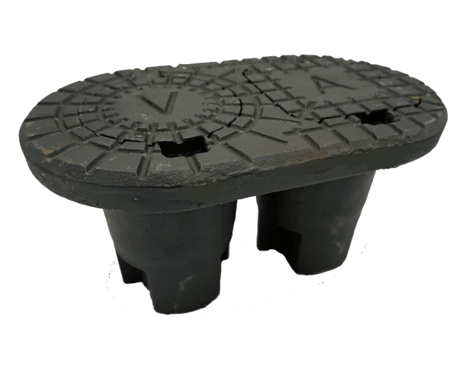 Gatedeksel dobbel firkantet og rundt lokk