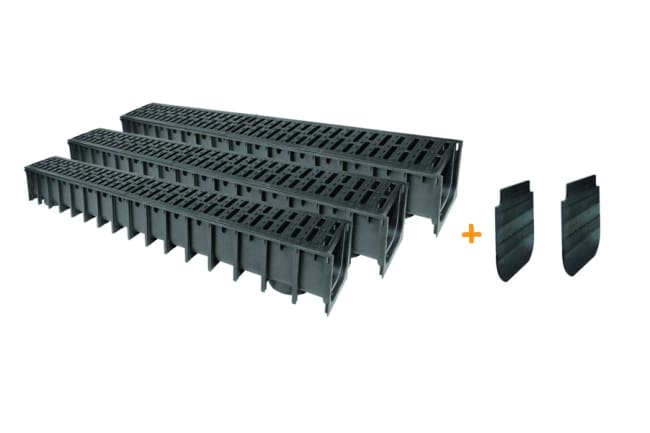 Garasjepakke Dreneringsrenne PP-kant og rist A15