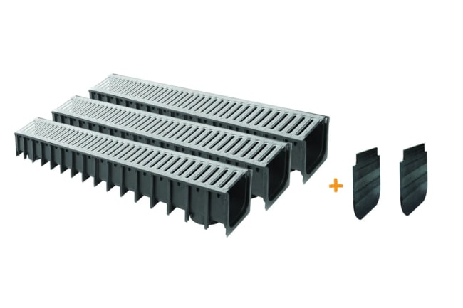 Garasjepakke Dreneringsrenner i PP med galvanisert rist A15