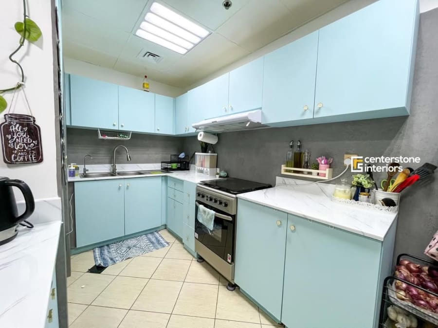 Sky Blue Kitchen Transformation - View 2