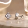 925 Sterling Silver Royal Princess Cut Studs view 2