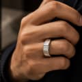 925 Sterling Silver Edge Bar-Set Men's Ring view 5