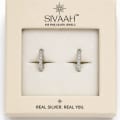 925 Sterling Silver Crystal Huggie Hoop Bali Earrings view 1