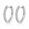 925 Sterling Silver Crystal Huggie Hoop Bali Earrings view 5