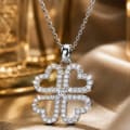925 Sterling Silver Lucky Four Heart Clover Pendant view 3