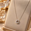 925 Sterling Silver Interlocking Double Circle Pendant Necklace view 4