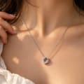 925 Sterling Silver Interlocking Double Circle Pendant Necklace view 5