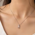 925 Sterling Silver Delicate Crystal Leaf Motif Pendant Necklace view 5