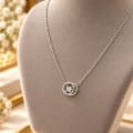 925 Sterling Silver Dancing Solitaire Swirl Halo Pendant Necklace view 3