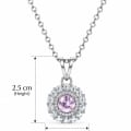 925 Sterling Silver Blush Pink Solitaire Double Halo Pendant view 4