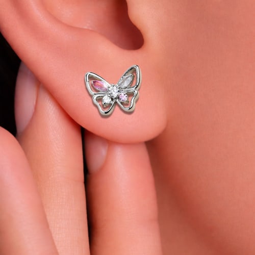 925 Sterling Silver Butterfly Stud Earrings