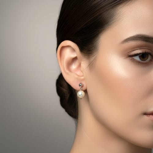 925 Sterling Silver Pearl Drop Stud Earrings