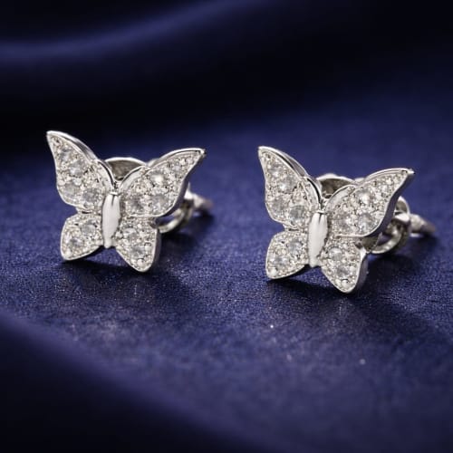 925 Sterling Silver Enchanted Butterfly Stud Earrings