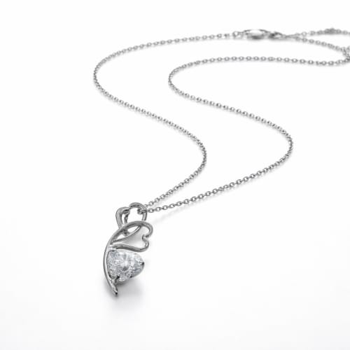 925 Sterling Silver Intertwined Double Heart Pendant