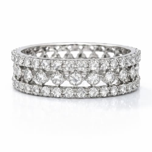 925 Sterling Silver Triple Row Radiant Eternity Ring