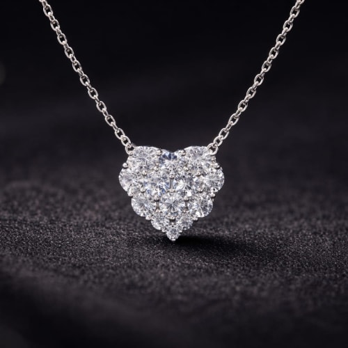 925 Sterling Silver Radiant Cluster Heart Pendant