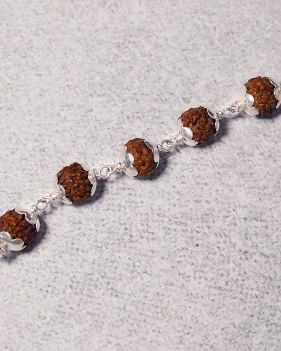 Original 5-Mukhi Rudraksha Bracelet in 925 Sterling Silver 925 silver jewellery SIVAAH