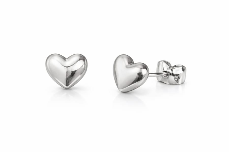 925 Sterling Silver Puffy Heart Stud Earrings 925 silver jewellery SIVAAH