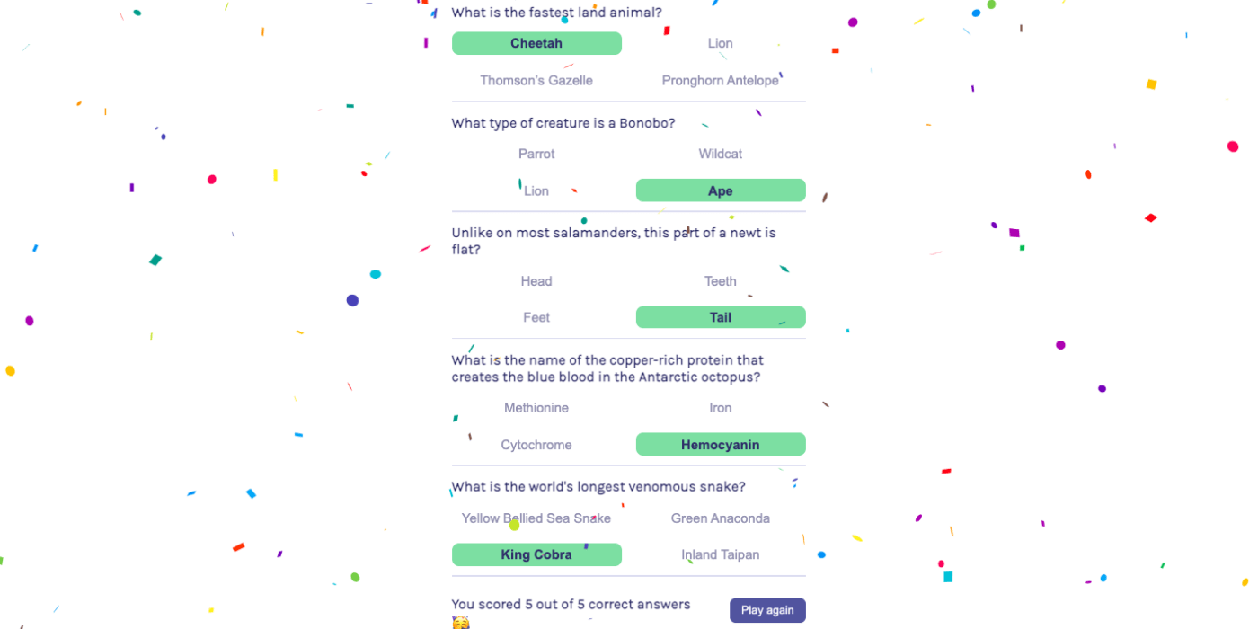 Example of Quizzical quiz