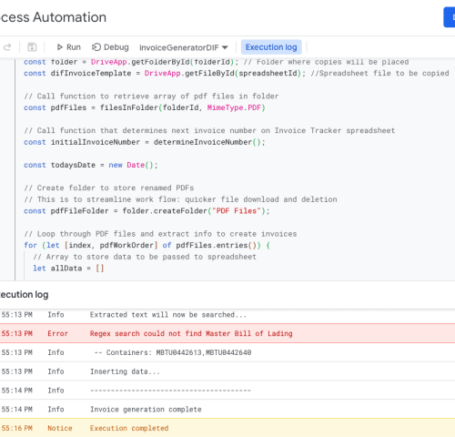 Script used for invoice automation