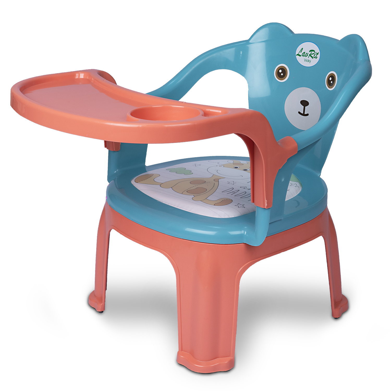 Baby Feeding Chair with Detachable Tray - Blue & Brown