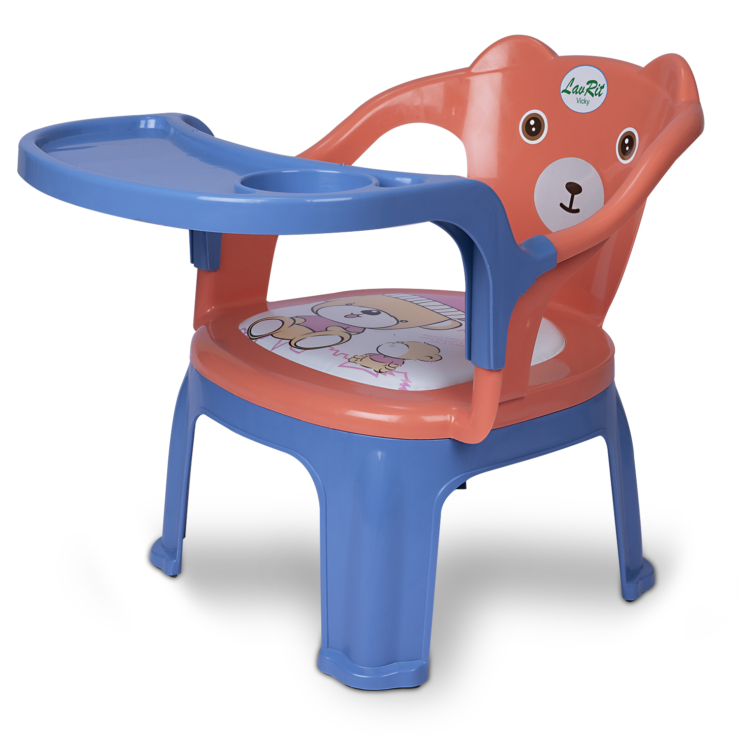 Baby Feeding Chair with Detachable Tray - Brown & Blue