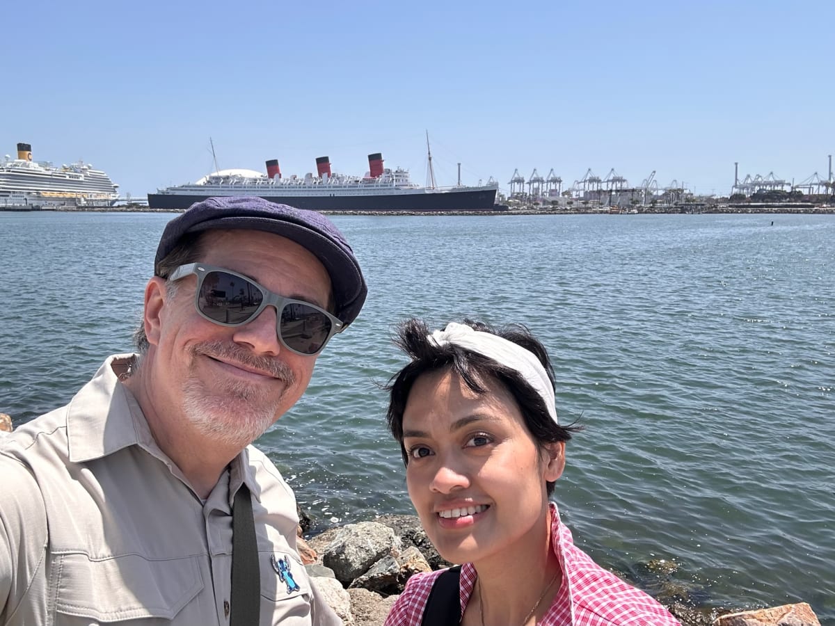 Selfie with Cherie and Greg across from The Queen Mary Selfie with Cherie and Greg across from The Queen Mary