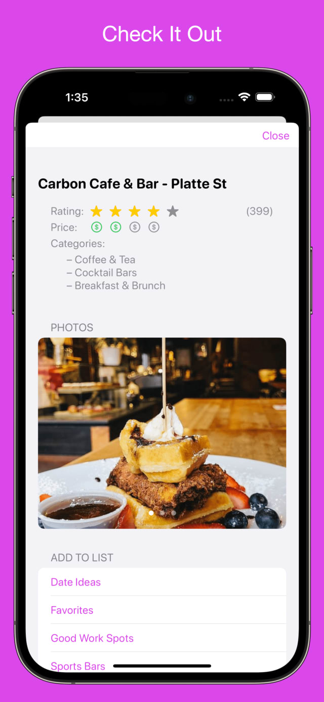Restaurant details, light mode